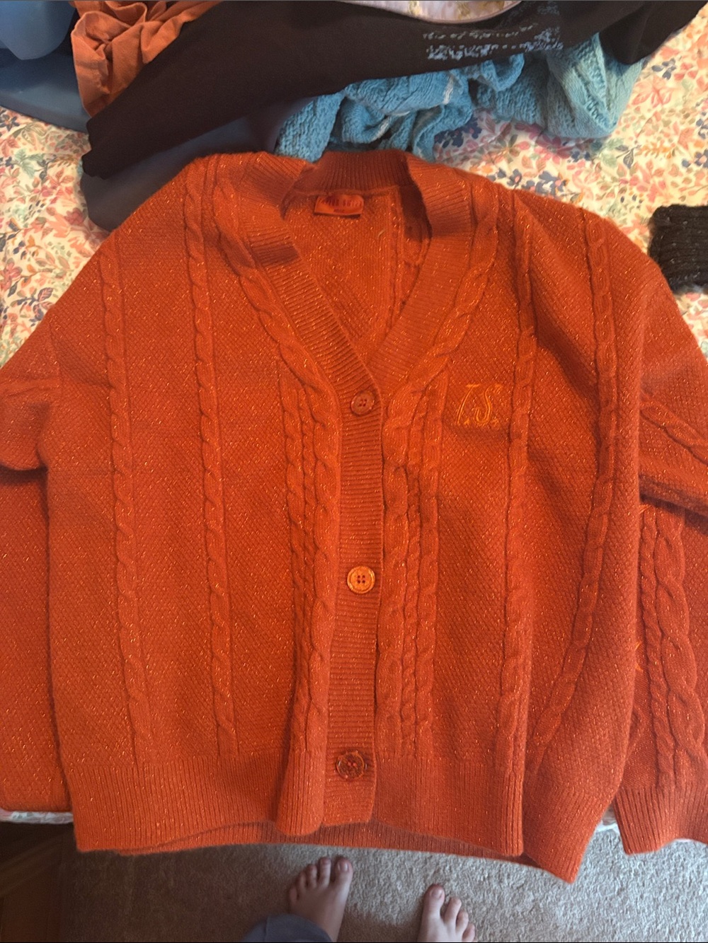 Taylor swift life of a showgirl Knit Button-Up Sweater Cardigan - Orange